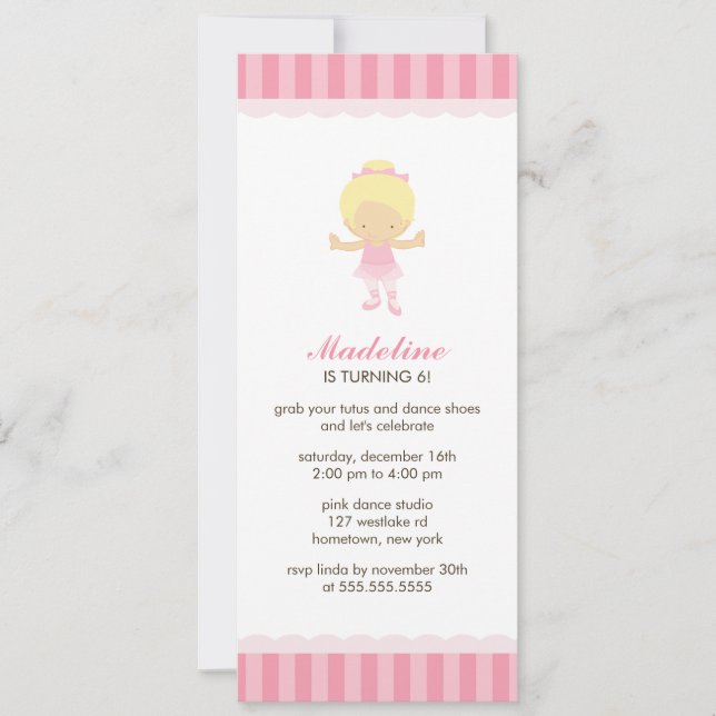 Ballet Party Invitations (Front)