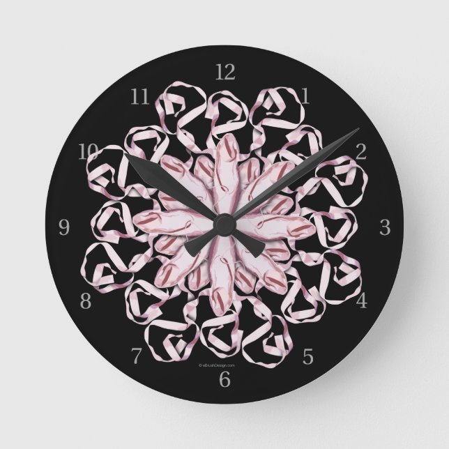 Ballet Pattern (pink) Round Clock (Front)