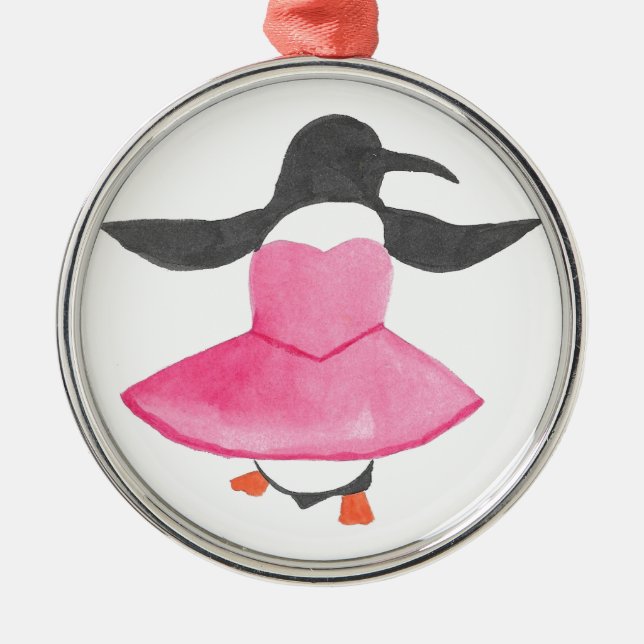 Ballet Penguin Metal Ornament (Front)