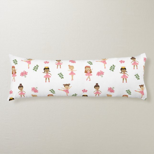 Ballet Pink Ballerinas Dancing Pattern Body Pillow (Front)