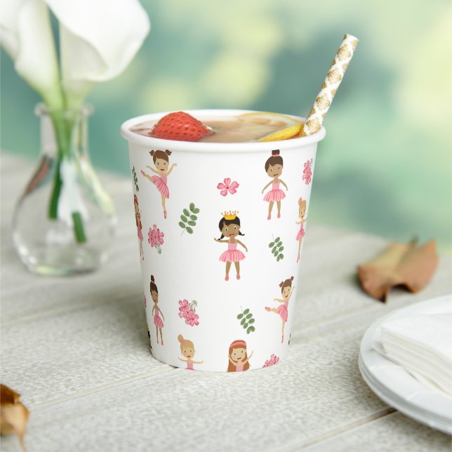 Ballet Pink Ballerinas Dancing Pattern Paper Cups (Insitu)