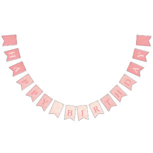 Ballet Pink with Gold Stars Happy Birthday Bunting Flags