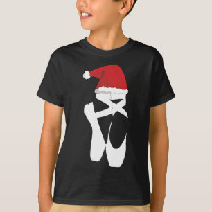Ballet Pointe Shoe Christmas Santa Hat T-Shirt