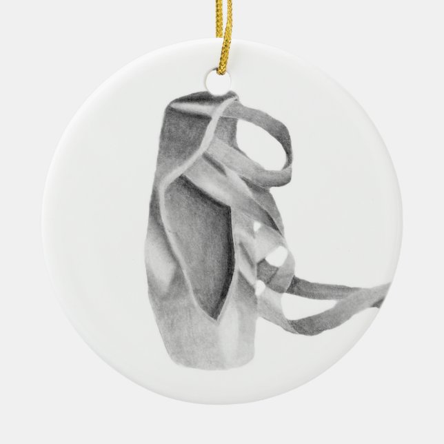 Ballet Pointe Shoe Graphic Ceramic Ornament (Front)