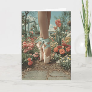 Ballet Pointe Shoes in Blooming Garden Card