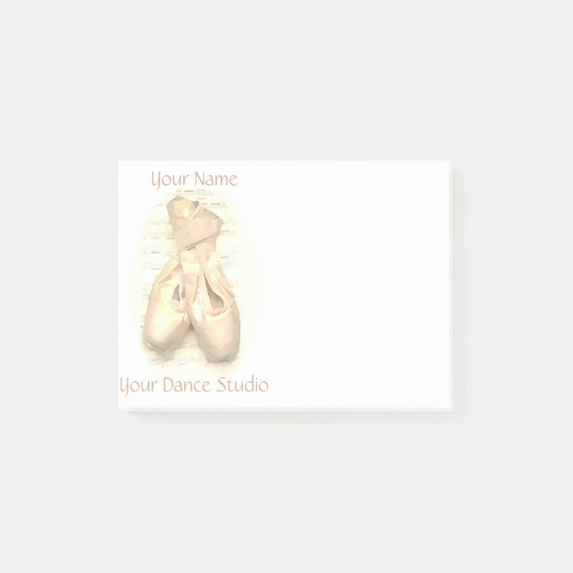 Ballet Pointe Shoes Painted Personalized Post-it Notes (Front)