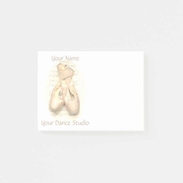 Ballet Pointe Shoes Painted Personalized Post-it Notes (Front)