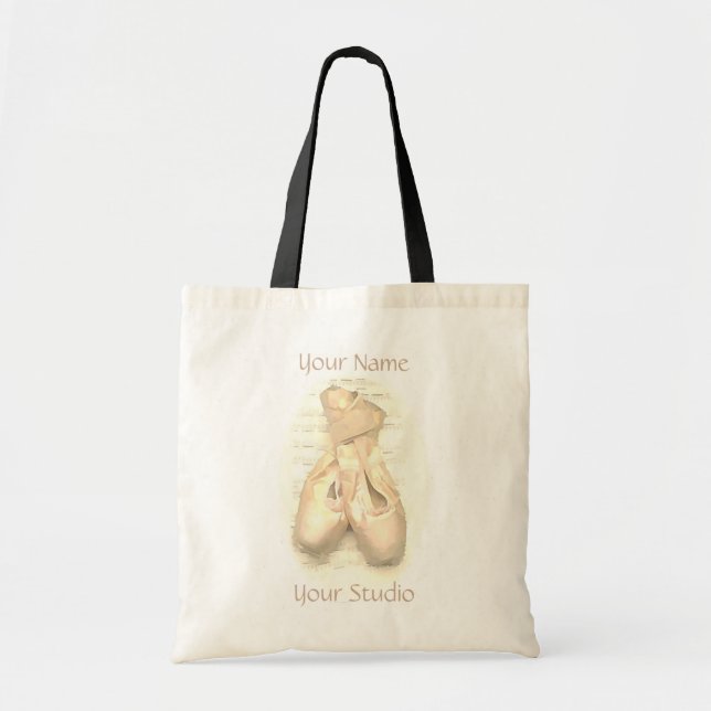 Ballet Pointe Shoes Painted Personalized Tote Bag (Front)