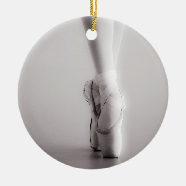 Ballet Pointe Shoes Sepia Dancing Slippers Ceramic Ornament (Front)