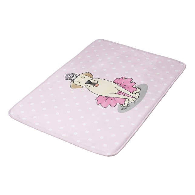 Ballet Princess Yellow Lab Labrador Retriever Dog Bath Mat (Angled)