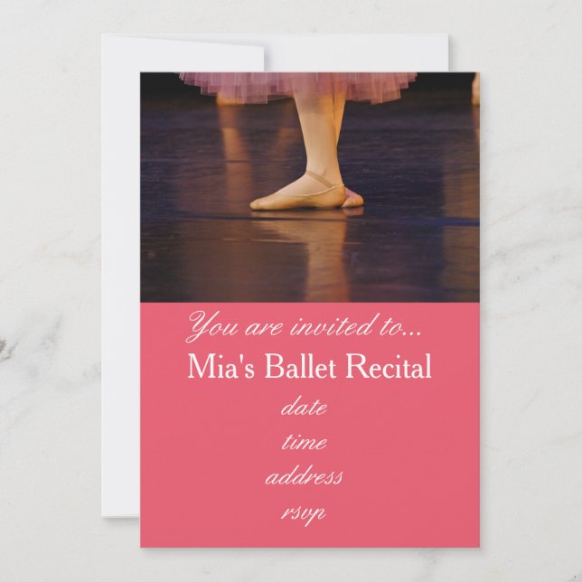 Ballet Recital concert pink ballerina Invitation (Front)