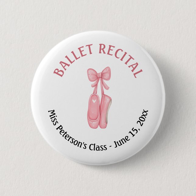 Ballet Recital Pink Shoes Party Favour 2 Inch Round Button (Front)