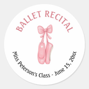 Ballet Recital Pink Shoes Party Favour Classic Round Sticker