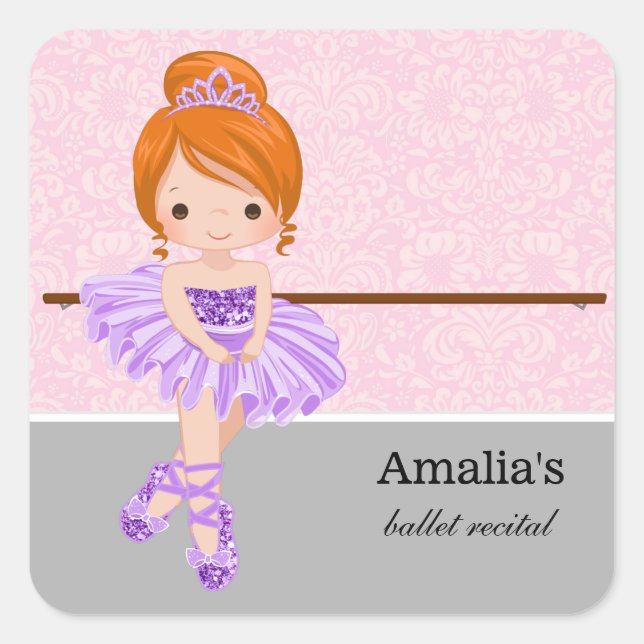 Ballet recital square sticker (Front)