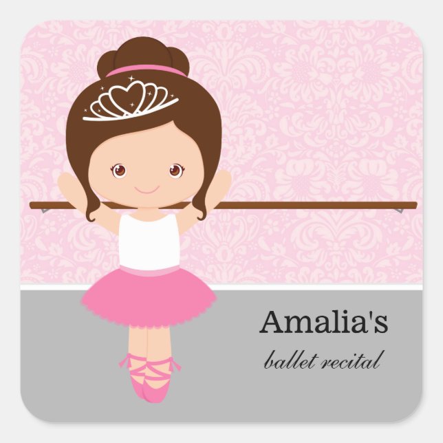 Ballet recital square sticker (Front)