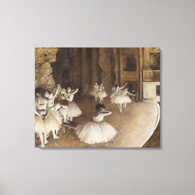 Ballet Rehearsal on Stage | Edgar Degas Canvas Print (Front)