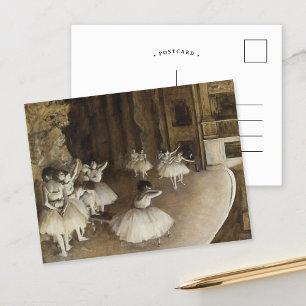 Ballet Rehearsal on Stage   Edgar Degas Postcard