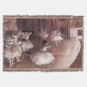 Ballet Rehearsal on the Stage by Edgar Degas Throw Blanket