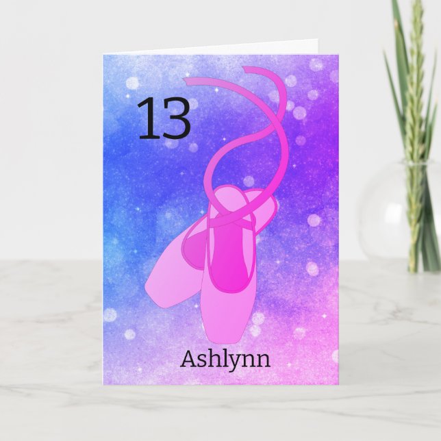 Ballet rose et violet 13e anniversaire Carte (Devant)