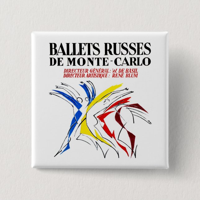 Ballet Russes - Abstract Dancer Lover Art 2 Inch Square Button (Front)