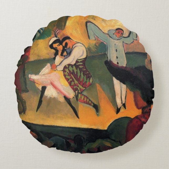 Ballet Russes, Russian Ballet by August Macke Round Pillow (Front)