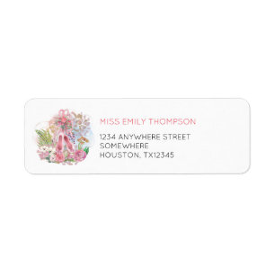 Ballet Shoals Florals Pink Gold Name Return Adress