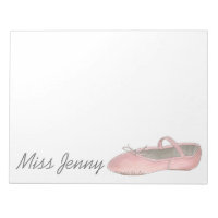 Ballet Shoe Personalized Dance Teacher Notepad