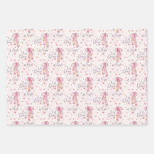 Ballet Shoes and Hearts Wrapping Paper Sheet