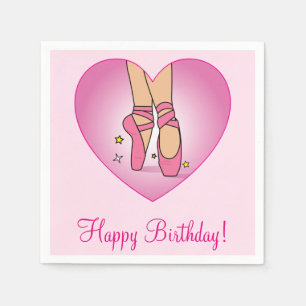 Ballet Shoes in a Heart Happy Birthday Napkin