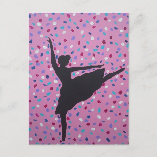 Ballet Silhouette on Pink Postcard (Front)