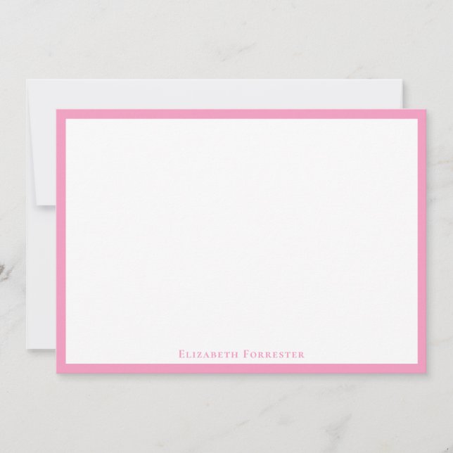 Ballet Slipper Pink Modern Border Flat Note Card (Front)