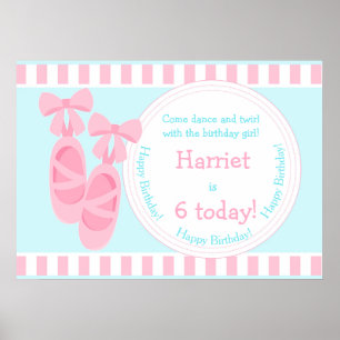 Ballet Slippers Ballerina Birthday Poster