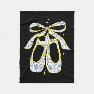 Ballet Slippers Ballerina,vintage Dance Tee,floral Fleece Blanket
