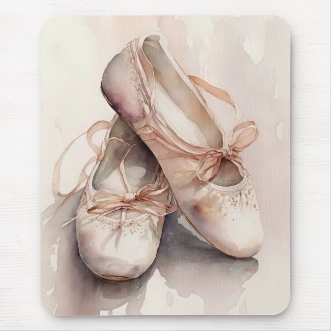 Ballet Slippers Generative Content Watercolor Mouse Pad (Front)