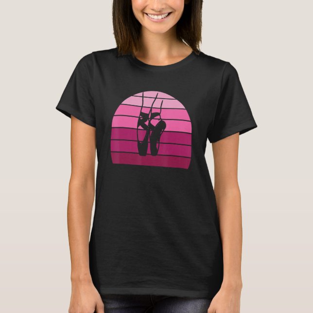 Ballet Slippers Pink Sunset Ballerina Love To Danc T-Shirt (Front)