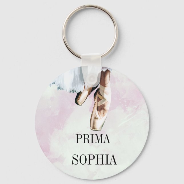Ballet Slippers Pointe Personal Pink Keychain (Front)