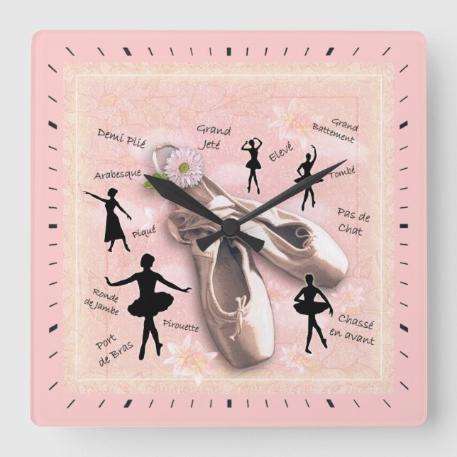 Ballet Square Wall Clock (Front)