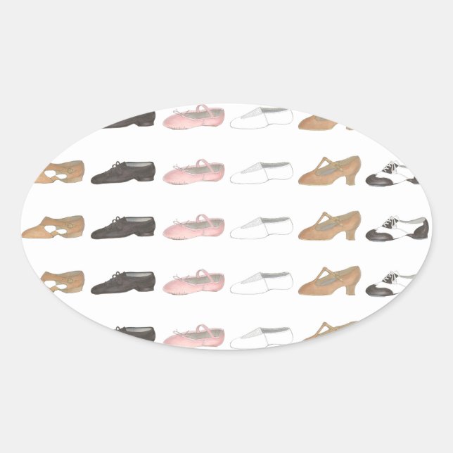 Ballet Tap Jazz Acro Lyrical Dance Character Shoes Oval Sticker (Front)