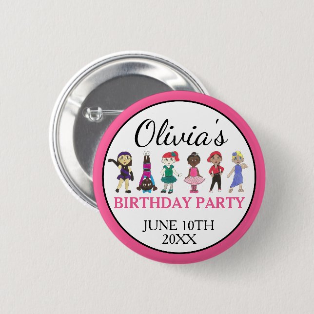 Ballet Tap Jazz Acro Lyrical Dancer Birthday Party 2 Inch Round Button (Front & Back)