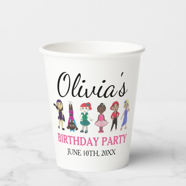 Ballet Tap Jazz Acro Lyrical Dancer Birthday Party Paper Cups (Front)
