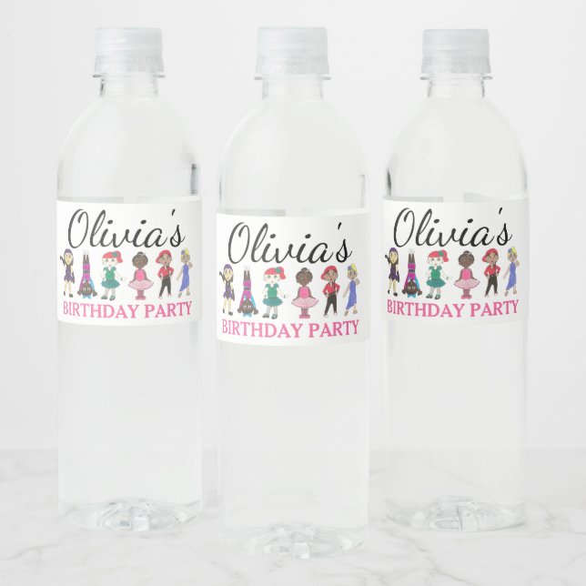 Ballet Tap Jazz Acro Lyrical Dancer Birthday Party Water Bottle Label (Bottles)