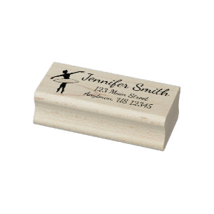 Ballet Toe Dancer Ballerina Personalized Address Rubber Stamp