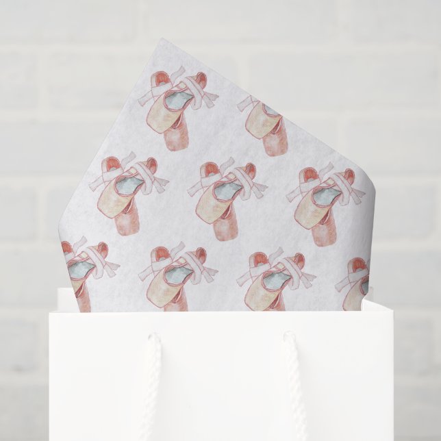 Ballet Toe Shoes Art Dancer Pink Patterned Tissue Paper (Gift Bag)
