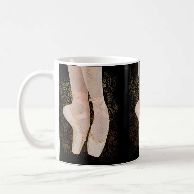 Ballet Toe Shoes - Black Pink Gold Coffee Mug (Left)