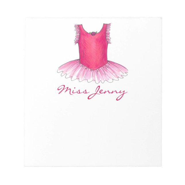 Ballet Tutu Personalized Dance Teacher Notepad (Front)