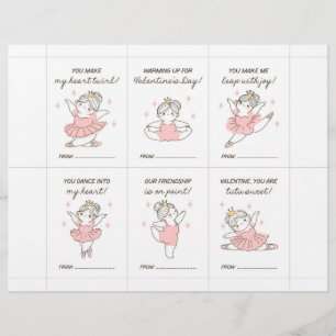 Ballet Valentine Cards for Kids