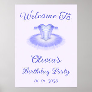 Ballet violet Anniversaire Tutu Affiche de bienven