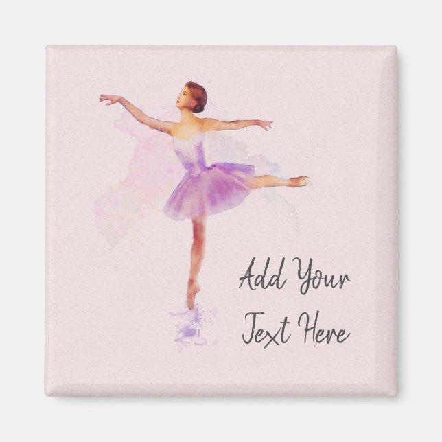 Ballet Watercolour - Dancer with Customizable Text Magnet (Front)