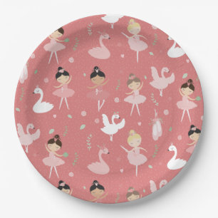 Ballet, Women & Girls, Cute Ballet Swan Pattern Paper Plate