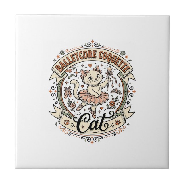 Balletcore Coquette Cat Balletcore Coquette Cat Vi Tile (Front)